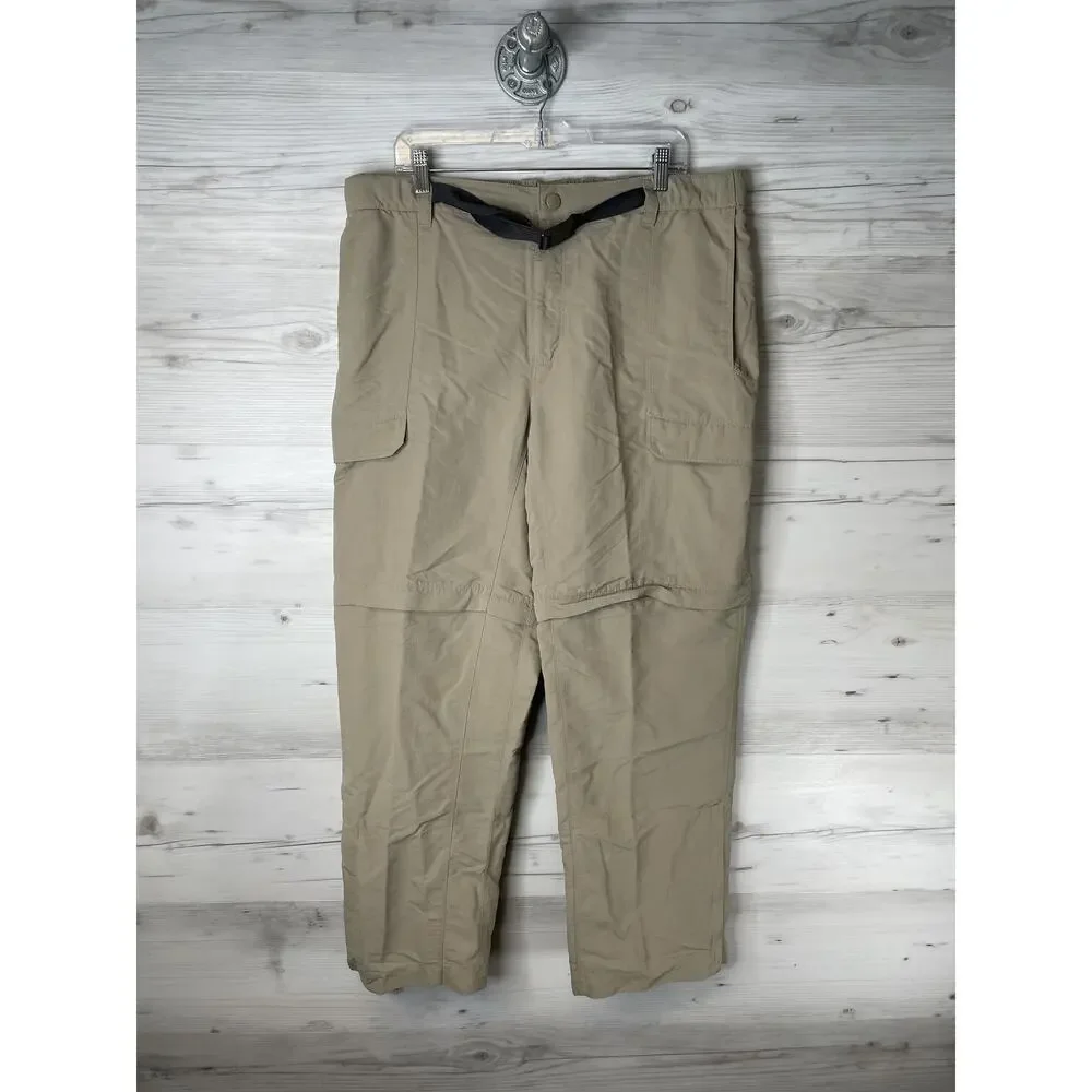 The North Face Pants Mens XL‎ Beige Nylon Hiking Elastic Waist Zip Pockets Cargo